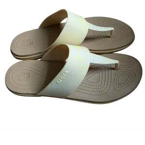 Crocs Tulum Flip Womens Pastel Yellow Sandals Sz 9